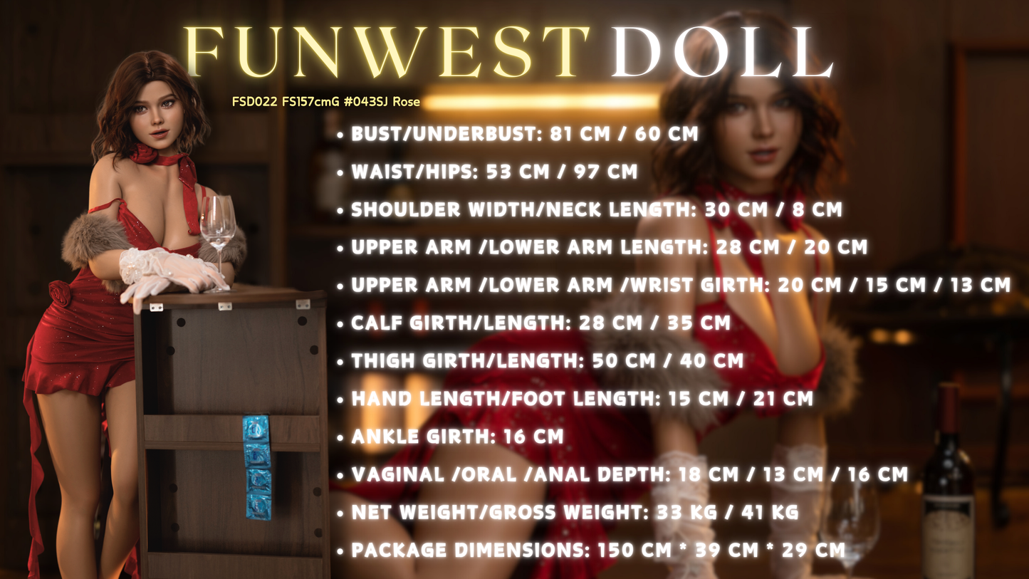 Rose 157cm (G-Cup) Elegant Silicone Sex Doll - FunWest (EU Stock)