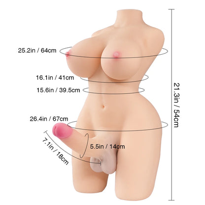 Sarina 64cm Fair Shemale Torso Sex Doll - Tantaly (EU Stock)