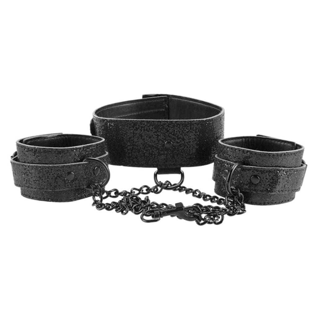 Sex & Mischief BDSM Shadow Sparkle Collar & Cuff Set