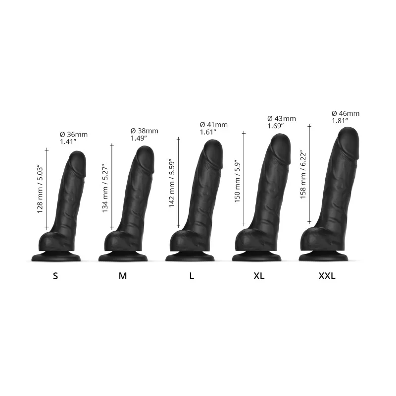 STRAP-ON-ME Dongs & Dildos SLIDING SKIN REALISTIC DILDO BLACK XXL