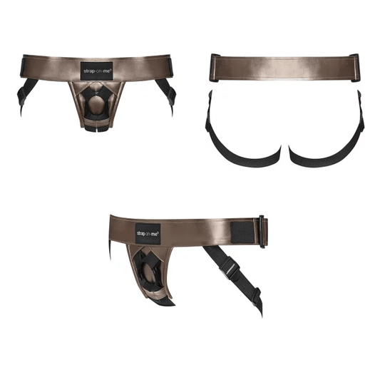 STRAP-ON-ME Strap-Ons & Harnesses LEATHERETTE HARNESS CURIOUS - BRONZE