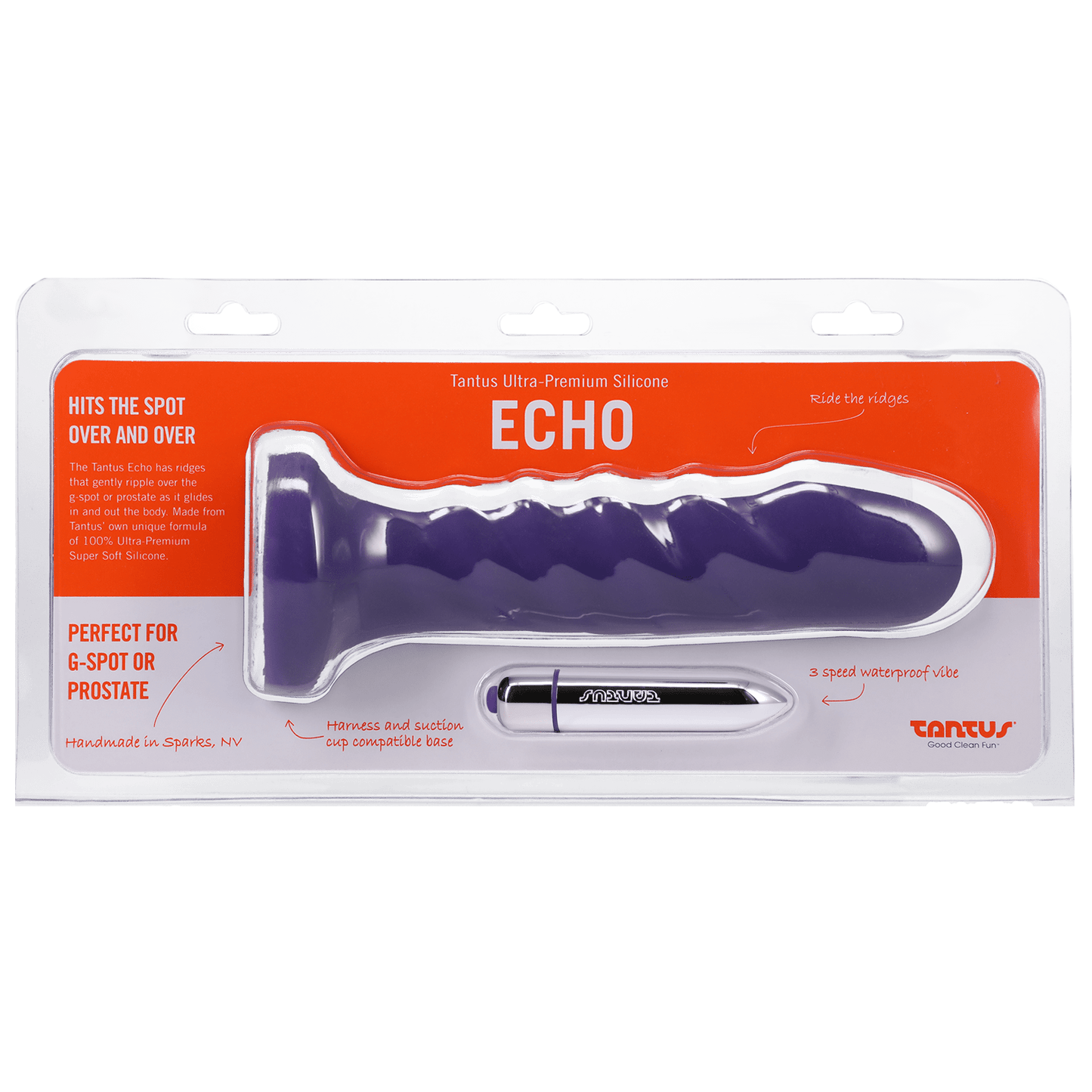 Tantus Dongs & Dildos Midnight Purple Tantus Silicone Echo Silicone Vibrator Midnight Purple