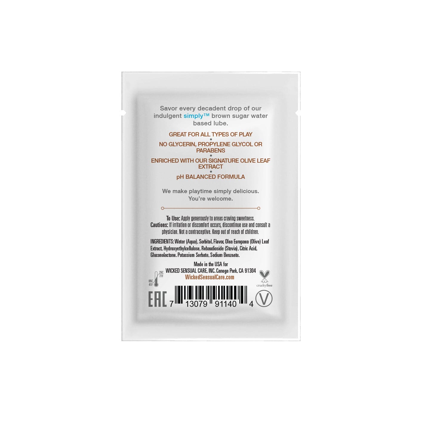 Wicked Lubes Simply Aqua Brown Sugar Sachet .1oz