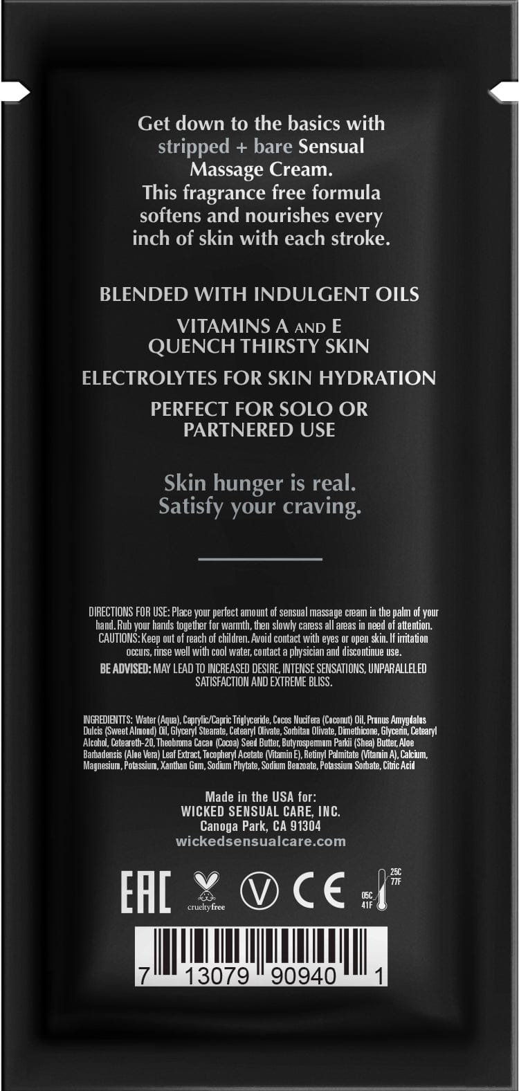 Wicked Lubes Stripped + Bare Massage Cream .34oz