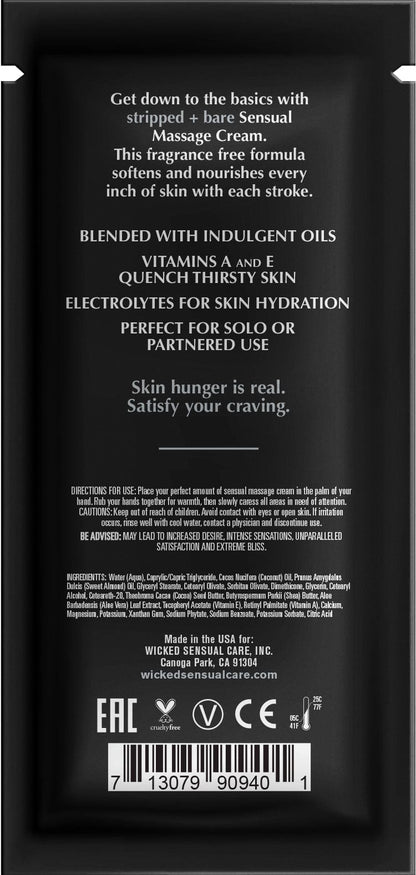 Wicked Lubes Stripped + Bare Massage Cream .34oz